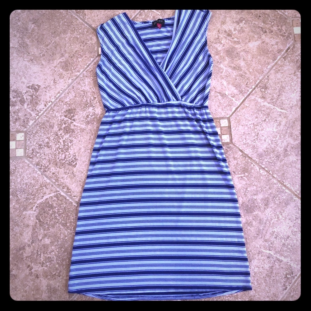 Blue Striped Sleeveless Dress